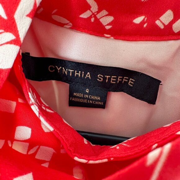 Cynthia Steffe Red White Halter Tie Neck Dress, Size 4 - Picture 5 of 10